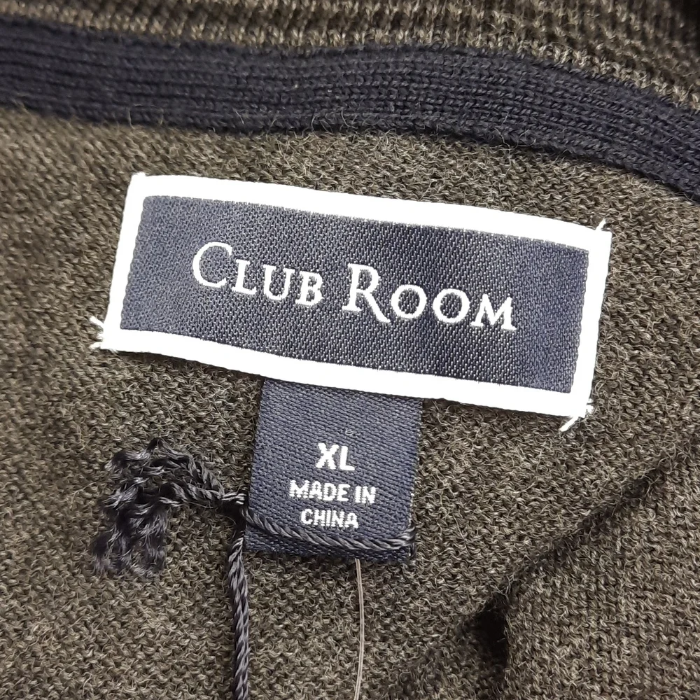 NWT, Men's Club Room Gray Quarter-Zip Merino Wool Blend Sweater